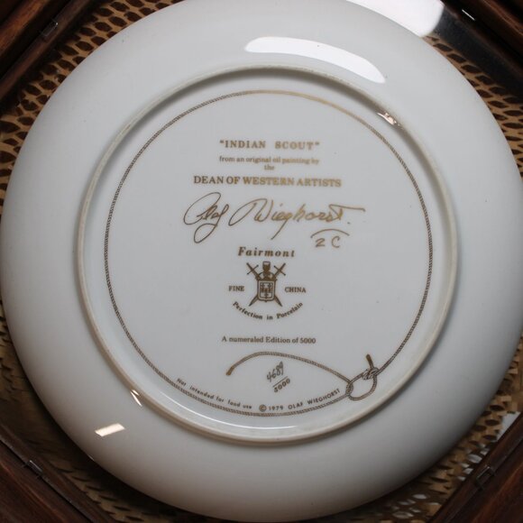 Indian Scout Collector Plate Olaf Wieghorst Fairmont Fine China 1970s Vintage - Picture 11 of 11